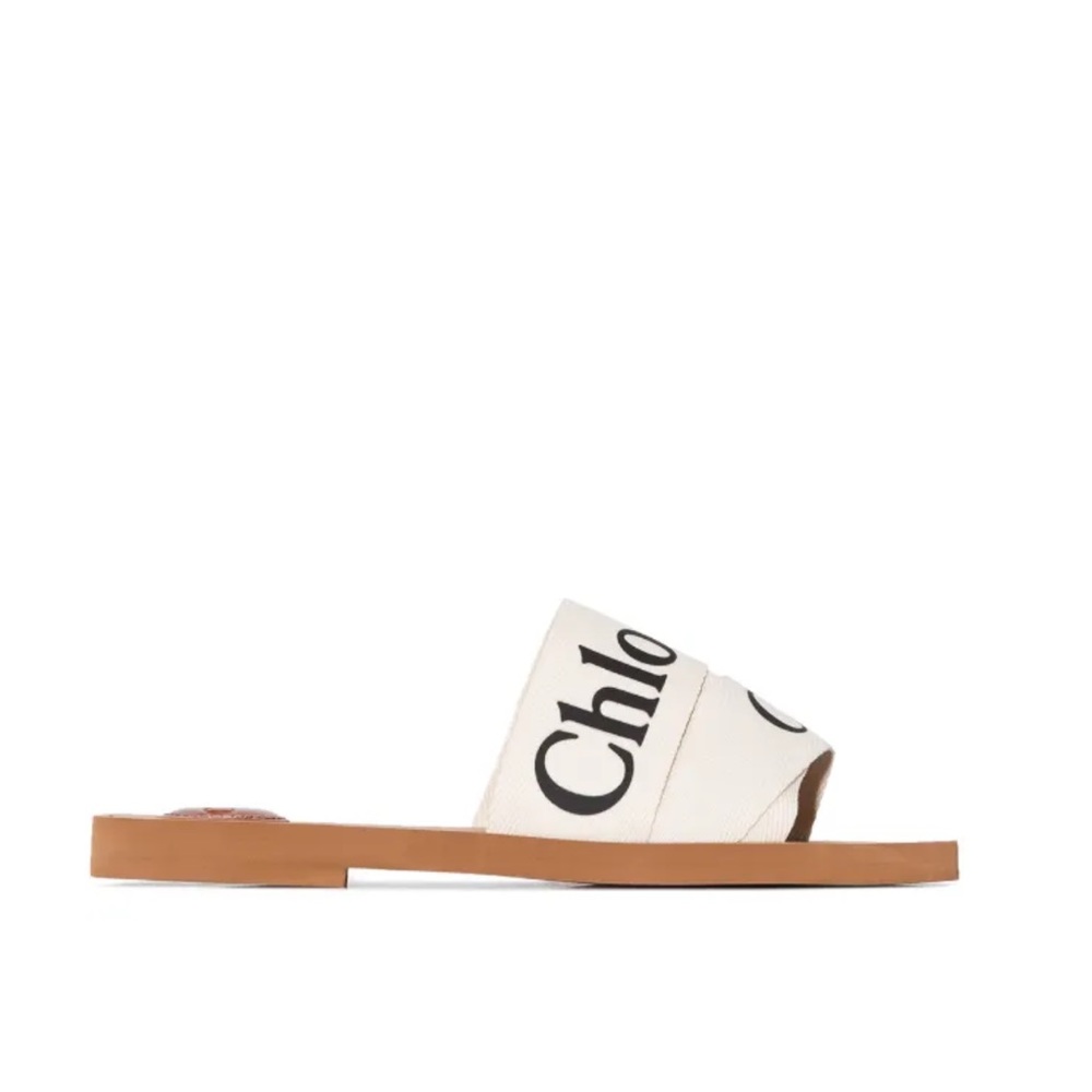 Chloé Woody logo strap slides